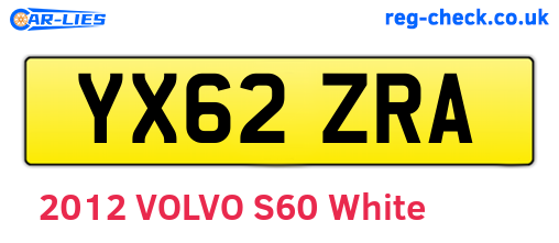 YX62ZRA are the vehicle registration plates.