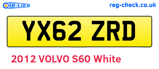 YX62ZRD are the vehicle registration plates.