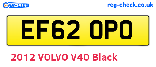 EF62OPO are the vehicle registration plates.