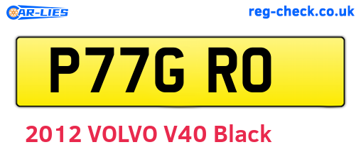 P77GRO are the vehicle registration plates.