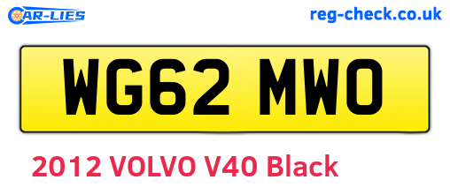 WG62MWO are the vehicle registration plates.