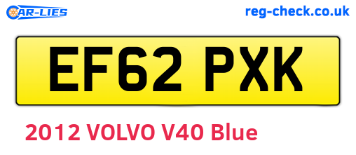 EF62PXK are the vehicle registration plates.