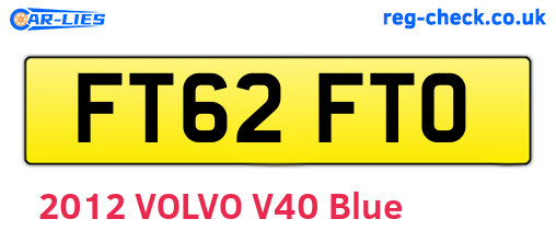 FT62FTO are the vehicle registration plates.
