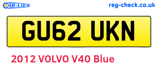 GU62UKN are the vehicle registration plates.