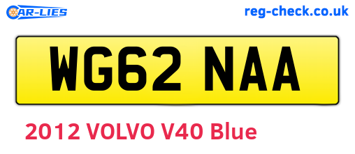 WG62NAA are the vehicle registration plates.