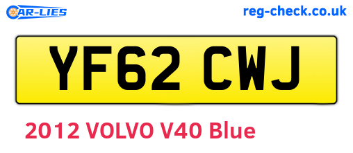 YF62CWJ are the vehicle registration plates.