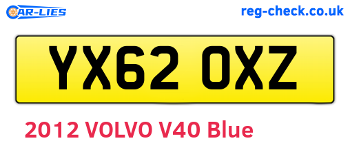 YX62OXZ are the vehicle registration plates.