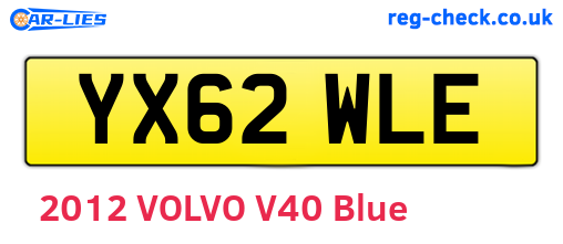 YX62WLE are the vehicle registration plates.