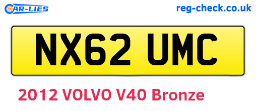 NX62UMC are the vehicle registration plates.