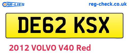 DE62KSX are the vehicle registration plates.