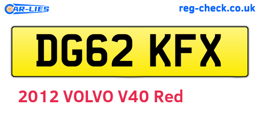 DG62KFX are the vehicle registration plates.