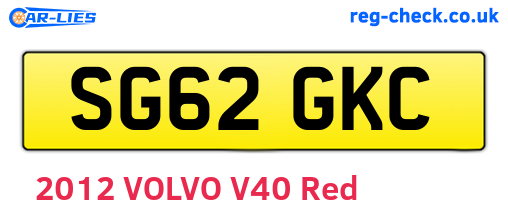 SG62GKC are the vehicle registration plates.