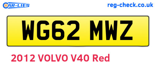 WG62MWZ are the vehicle registration plates.