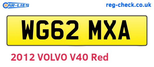 WG62MXA are the vehicle registration plates.