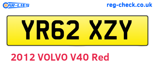 YR62XZY are the vehicle registration plates.