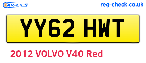 YY62HWT are the vehicle registration plates.