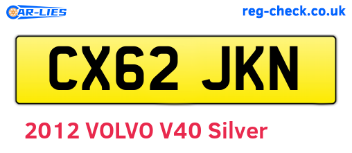 CX62JKN are the vehicle registration plates.