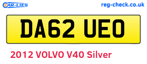 DA62UEO are the vehicle registration plates.