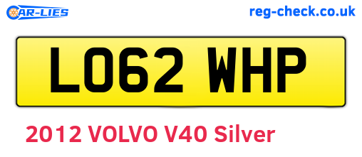 LO62WHP are the vehicle registration plates.