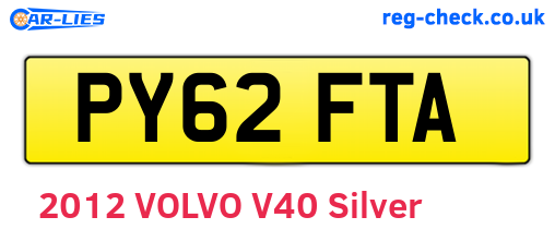 PY62FTA are the vehicle registration plates.