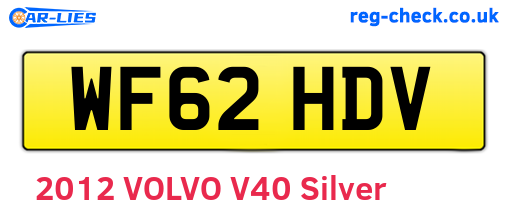 WF62HDV are the vehicle registration plates.