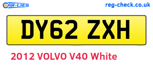 DY62ZXH are the vehicle registration plates.