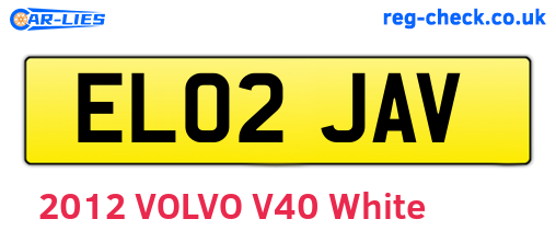 EL02JAV are the vehicle registration plates.