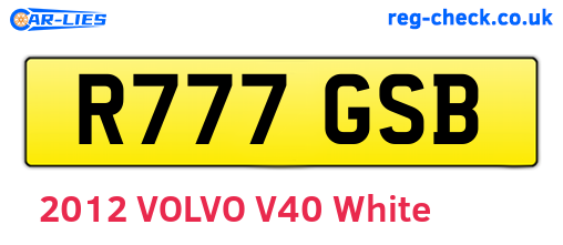 R777GSB are the vehicle registration plates.