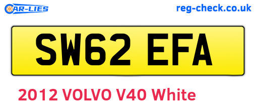 SW62EFA are the vehicle registration plates.