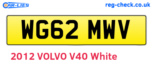 WG62MWV are the vehicle registration plates.