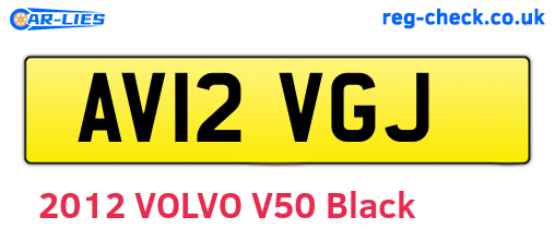 AV12VGJ are the vehicle registration plates.