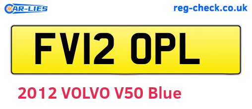 FV12OPL are the vehicle registration plates.