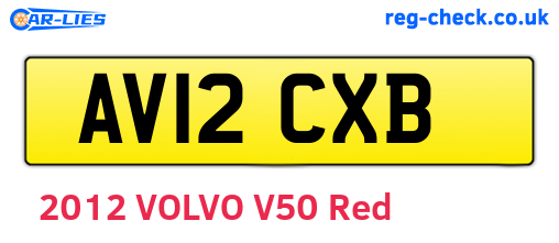 AV12CXB are the vehicle registration plates.