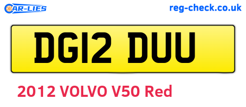 DG12DUU are the vehicle registration plates.