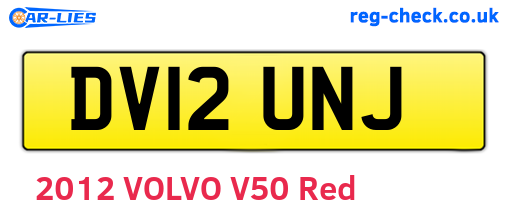 DV12UNJ are the vehicle registration plates.