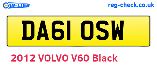 DA61OSW are the vehicle registration plates.
