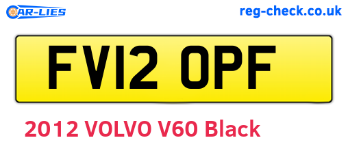 FV12OPF are the vehicle registration plates.
