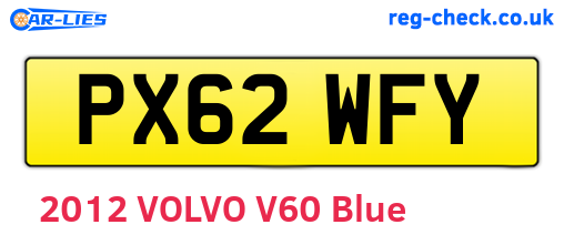 PX62WFY are the vehicle registration plates.