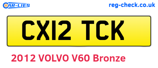 CX12TCK are the vehicle registration plates.