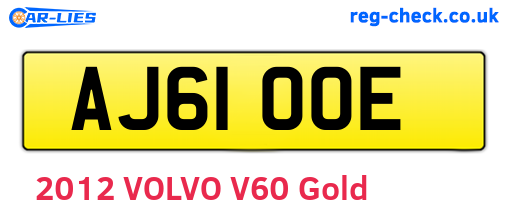 AJ61OOE are the vehicle registration plates.