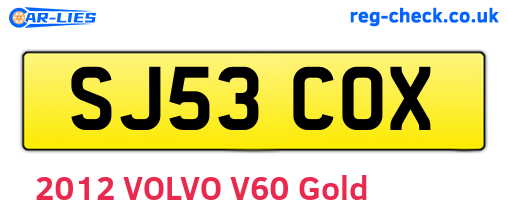 SJ53COX are the vehicle registration plates.