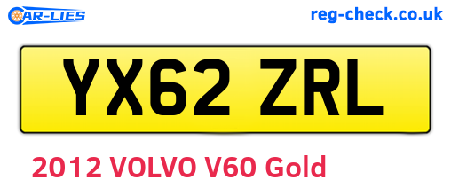 YX62ZRL are the vehicle registration plates.
