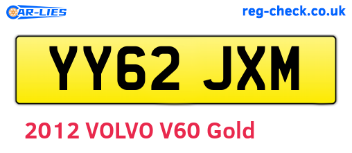 YY62JXM are the vehicle registration plates.
