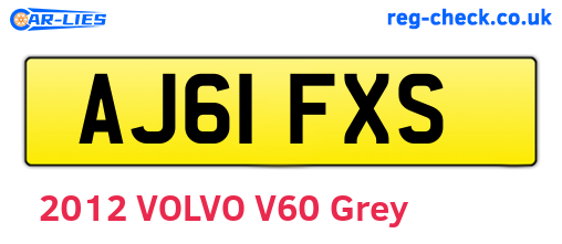 AJ61FXS are the vehicle registration plates.