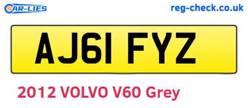 AJ61FYZ are the vehicle registration plates.