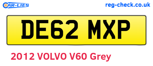 DE62MXP are the vehicle registration plates.