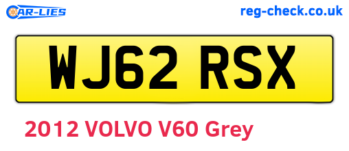 WJ62RSX are the vehicle registration plates.