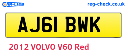 AJ61BWK are the vehicle registration plates.