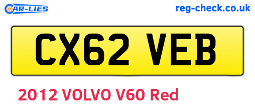 CX62VEB are the vehicle registration plates.