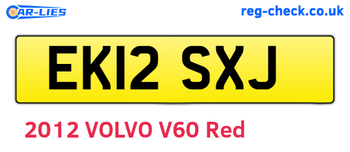 EK12SXJ are the vehicle registration plates.